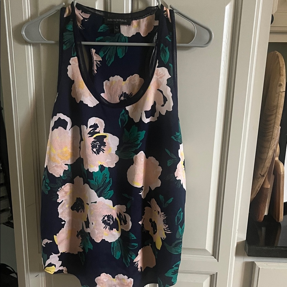 Banana Republic Navy Floral Tank Top